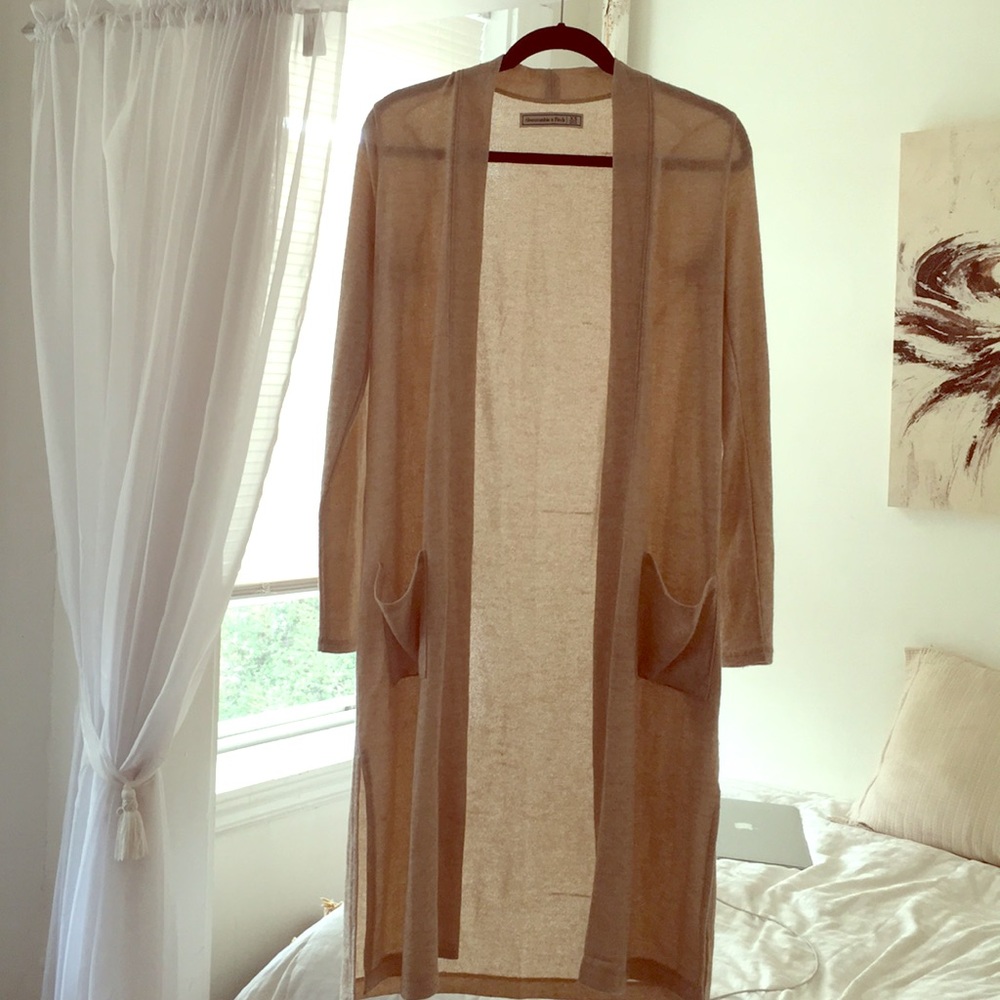 Cream long sleeved open cardigan